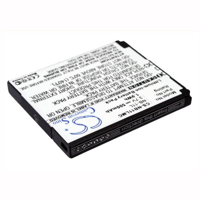 3.7V, 500mAh, Li-ion Battery fits Canon, Elph 110 Hs, Elph 340 Hs, 1.85Wh