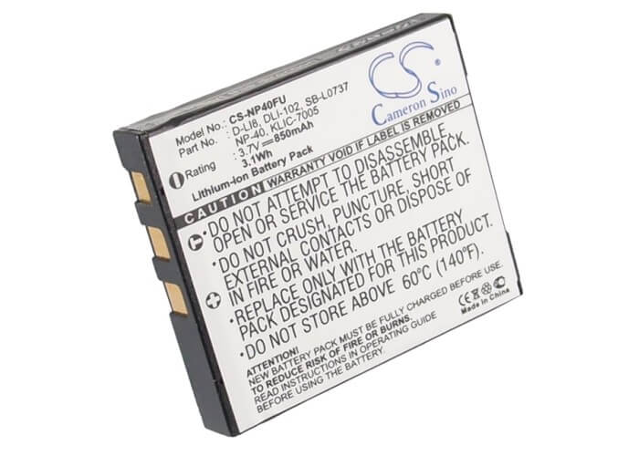 3.7V, 850mAh, Li-ion Battery fits Ricoh, Caplio 10g, 3.145Wh