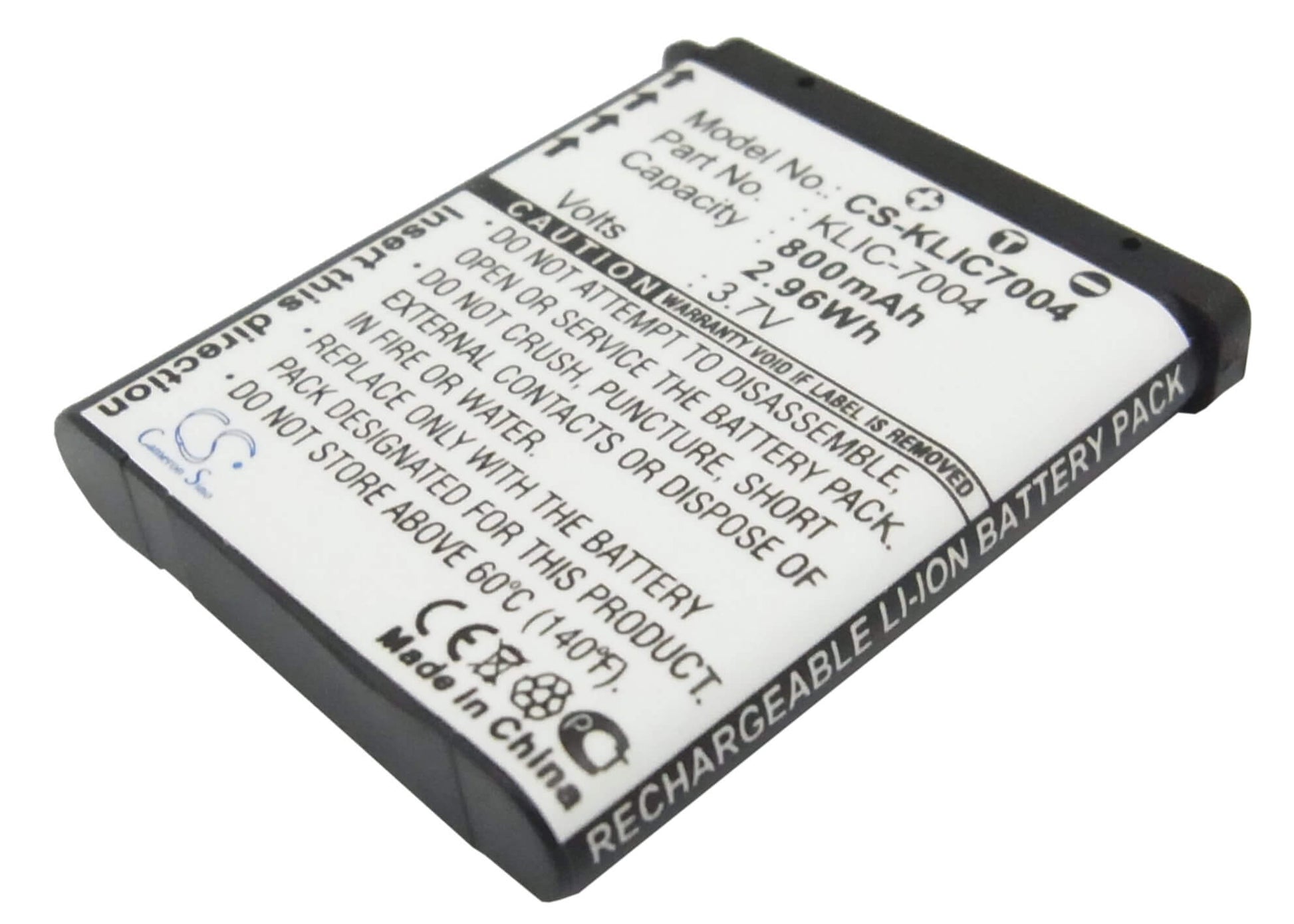 3.7V, 800mAh, Li-ion Battery fits Kodak, Easyshare M1033, Easyshare M1093 Is, 2.96Wh