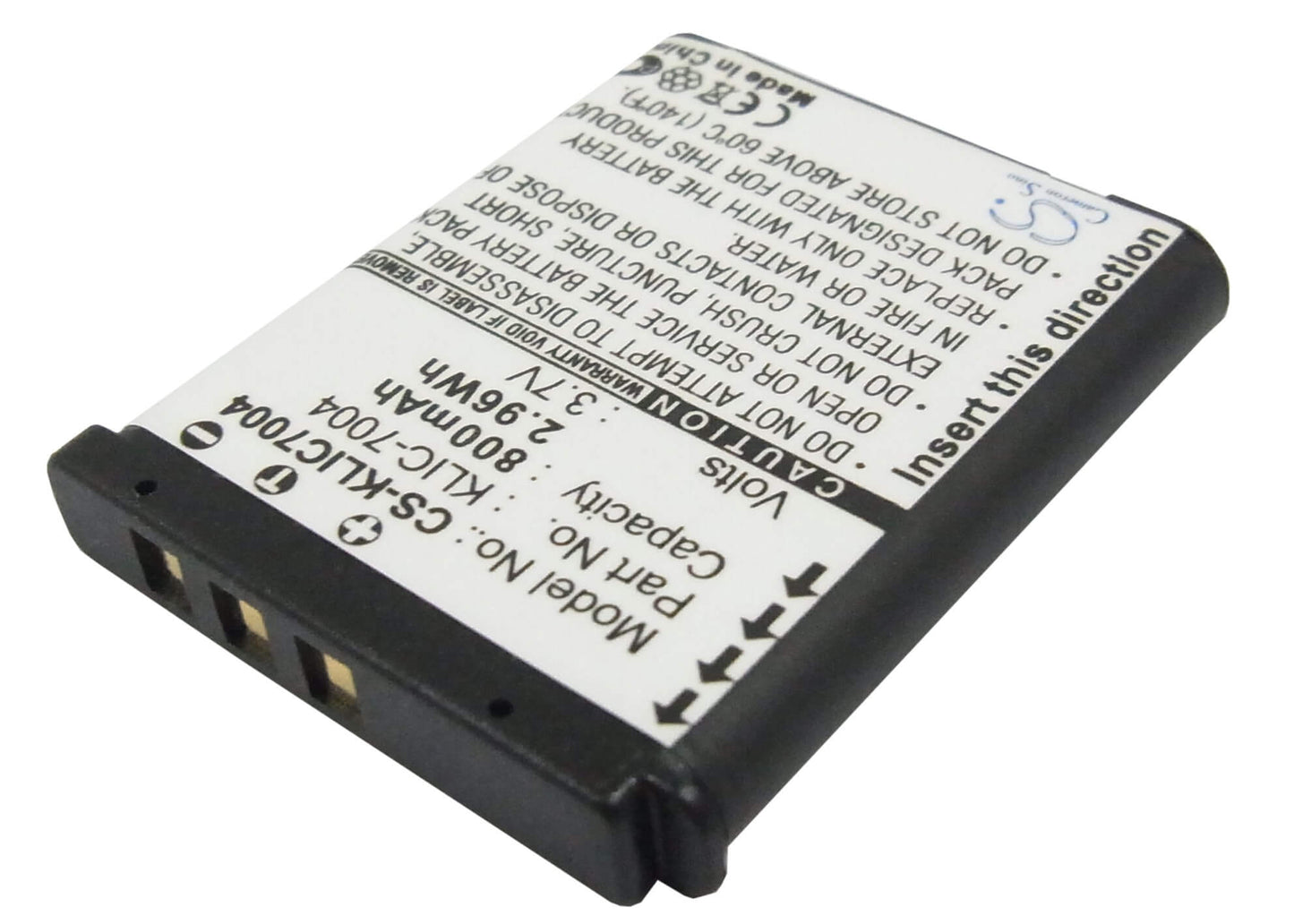 3.7V, 800mAh, Li-ion Battery fits Kodak, Easyshare M1033, Easyshare M1093 Is, 2.96Wh