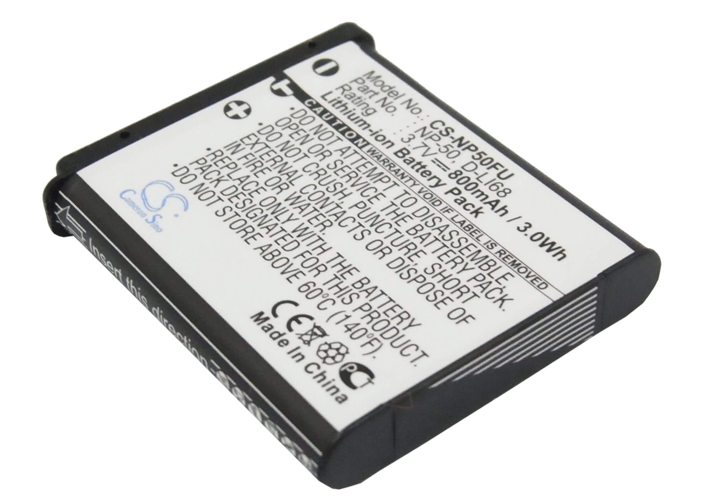 Camera 3.7V, 800mAh, Li-ion Battery fits Jupio, Cfu0011, 2.96Wh