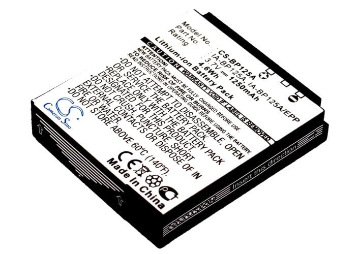 3.7V, 1250mAh, Li-ion Battery fits Samsung, Hmx-m10, Hmx-m20, 4.625Wh