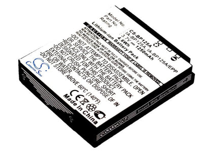3.7V, 1250mAh, Li-ion Battery fits Samsung, Hmx-m10, Hmx-m20, 4.625Wh