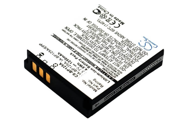 3.7V, 1250mAh, Li-ion Battery fits Samsung, Hmx-m10, Hmx-m20, 4.625Wh