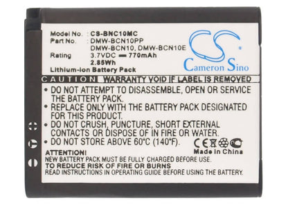 3.7V, 770mAh, Li-ion Battery fits Leica, C, V-lux50, 2.849Wh
