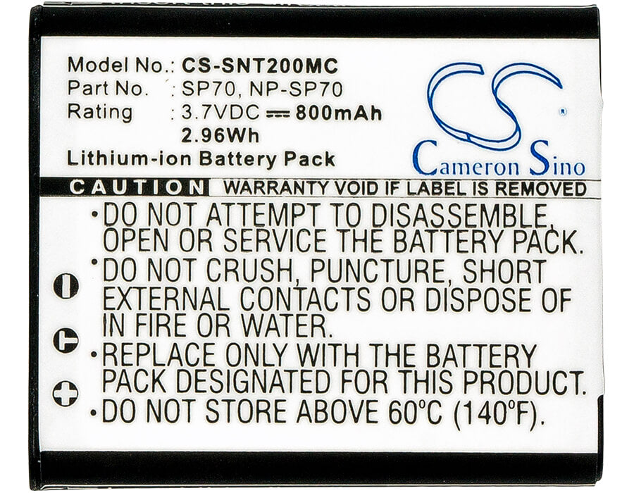 Camera 3.7V, 800mAh, Li-ion Battery fits Sony, Bloggie Duo, Bloggie Mhs-fs2, 2.96Wh