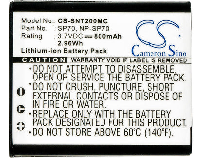 Camera 3.7V, 800mAh, Li-ion Battery fits Sony, Bloggie Duo, Bloggie Mhs-fs2, 2.96Wh