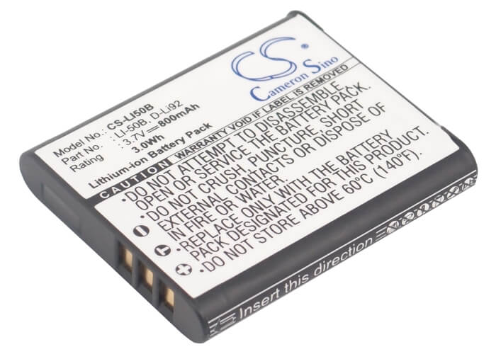3.7V, 800mAh, Li-ion Battery fits Kodak, Pixpro Fz151, Pixpro Fz201, 2.96Wh