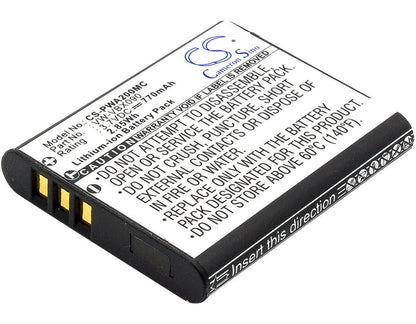3.7V, 770mAh, Li-ion Battery fits Panasonic, Hx-wa03, Hx-wa03h, 2.849Wh