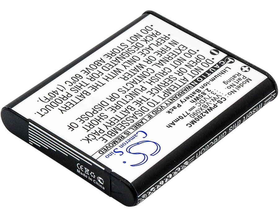 3.7V, 770mAh, Li-ion Battery fits Panasonic, Hx-wa03, Hx-wa03h, 2.849Wh