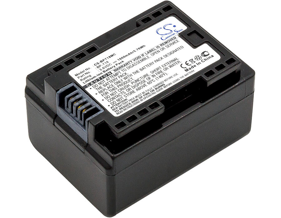 3.6V, 1600mAh, Li-ion Battery fits Canon, Ixia Hf M56, Ixia Hf R306, 5.76Wh