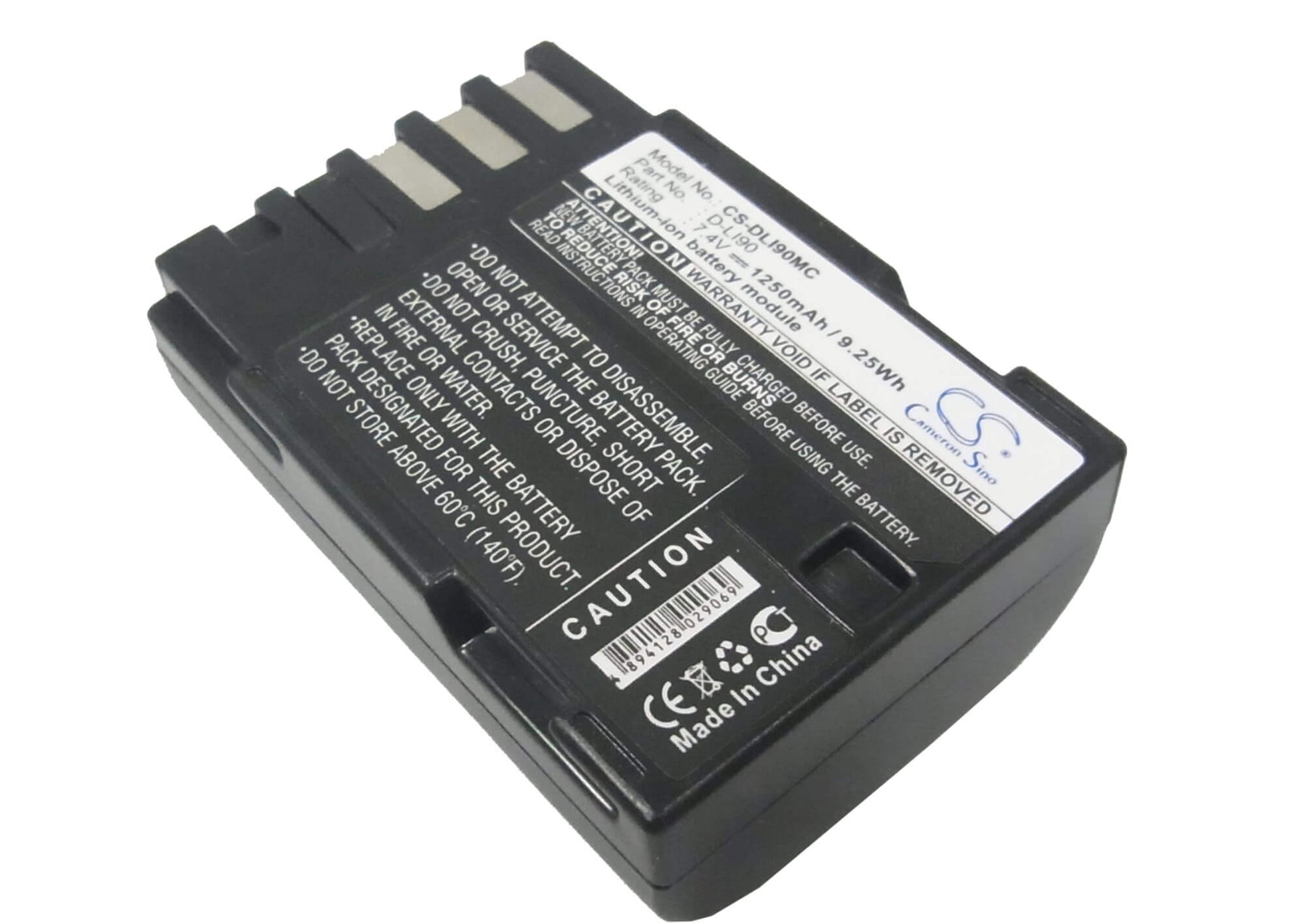 7.4V, 1250mAh, Li-ion Battery fits Pentax, 645d, 645z, 9.25Wh