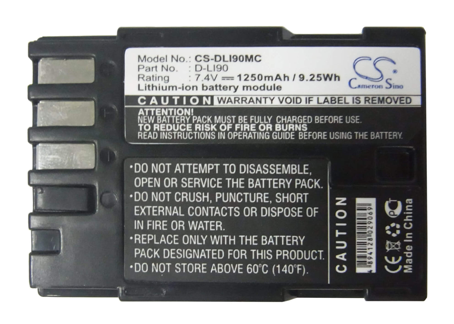 7.4V, 1250mAh, Li-ion Battery fits Pentax, 645d, 645z, 9.25Wh