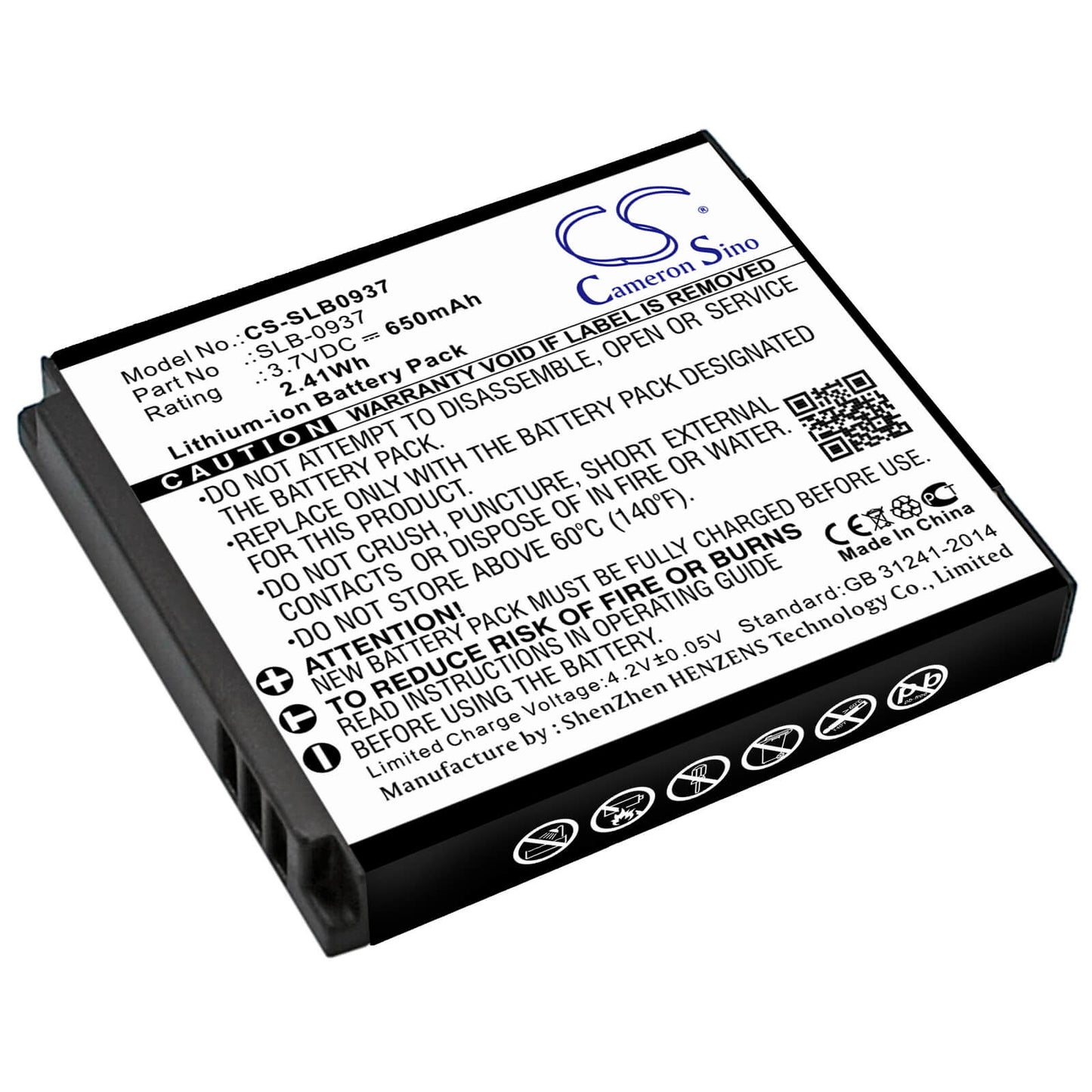 3.7V, 650mAh, Li-ion Battery fits Samsung, Cl5, I8, 2.405Wh