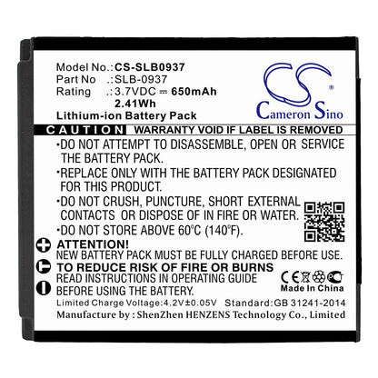 3.7V, 650mAh, Li-ion Battery fits Samsung, Cl5, I8, 2.405Wh