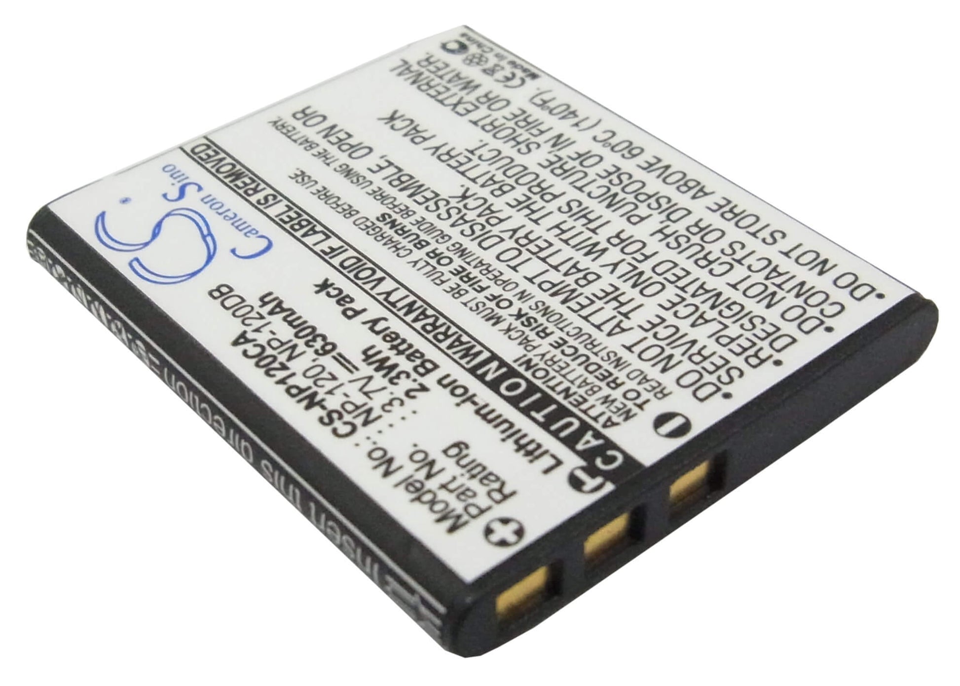3.7V, 630mAh, Li-ion Battery fits Casio, Exilim Ex-ex-s200bk, Exilim Ex-s200, 2.331Wh