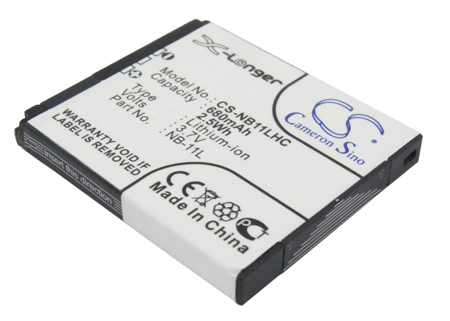 3.7V, 680mAh, Li-ion Battery fits Canon, Elph 110 Hs, Elph 340 Hs, 2.516Wh