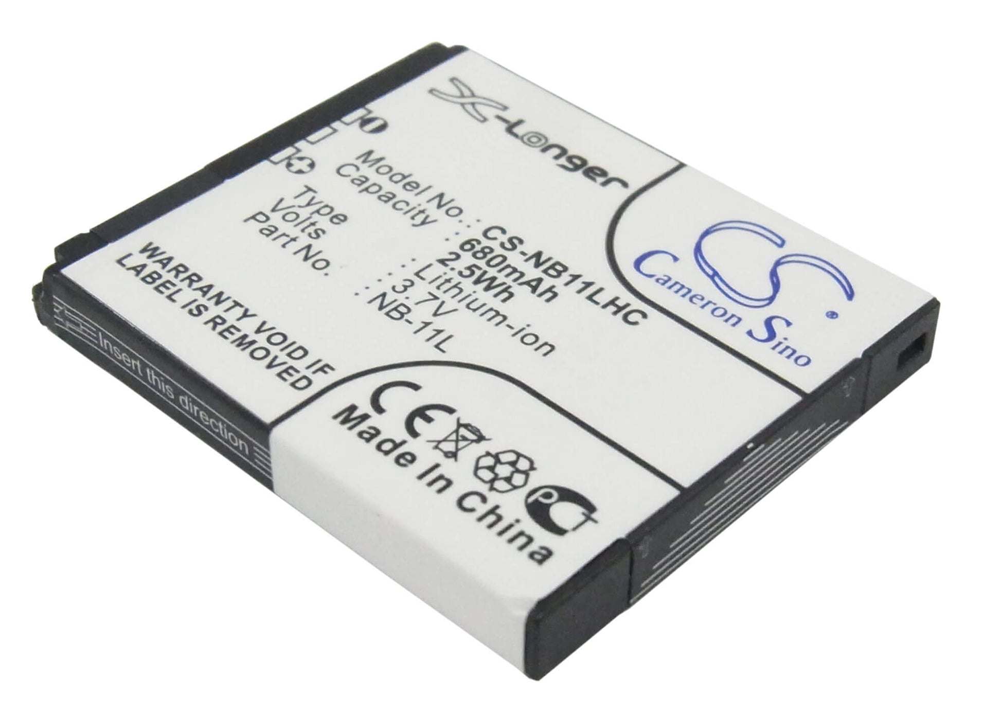 3.7V, 680mAh, Li-ion Battery fits Canon, Elph 110 Hs, Elph 340 Hs, 2.516Wh