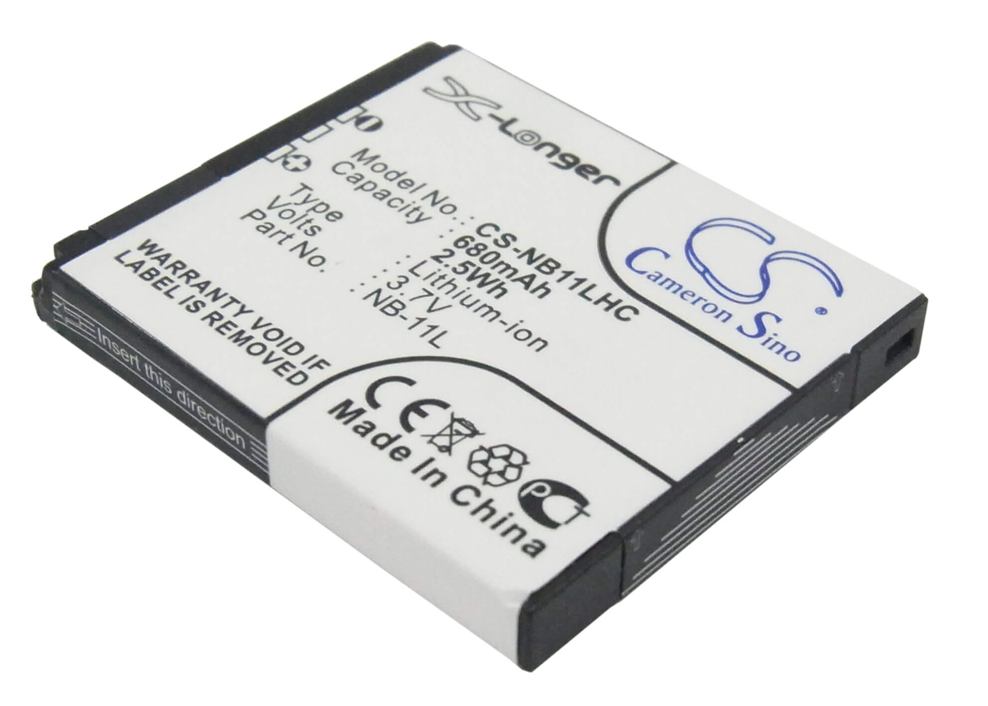 3.7V, 680mAh, Li-ion Battery fits Canon, Elph 110 Hs, Elph 340 Hs, 2.516Wh