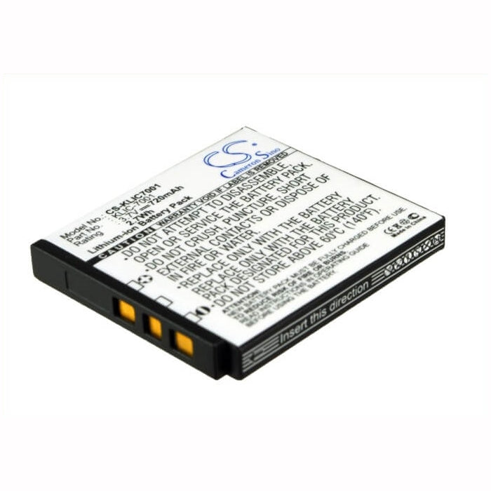 3.7V, 720mAh, Li-ion Battery fits Rollei, Cl200, Cl-200, 2.664Wh