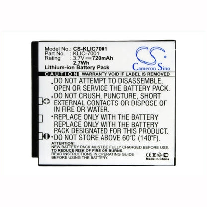 3.7V, 720mAh, Li-ion Battery fits Ordro, Dc-t200, 2.664Wh