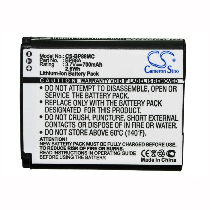 3.7V, 700mAh, Li-ion Battery fits Samsung, Dv200, Dv300, 2.59Wh