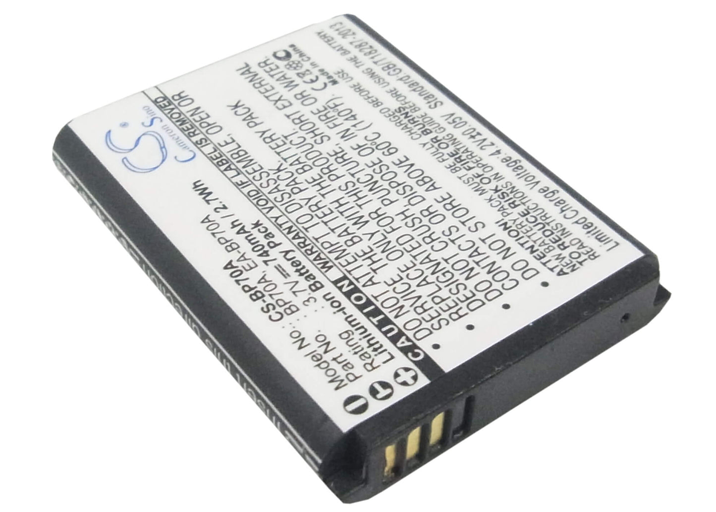 3.7V, 740mAh, Li-ion Battery fits Samsung, Aq100, Dv100, 2.738Wh