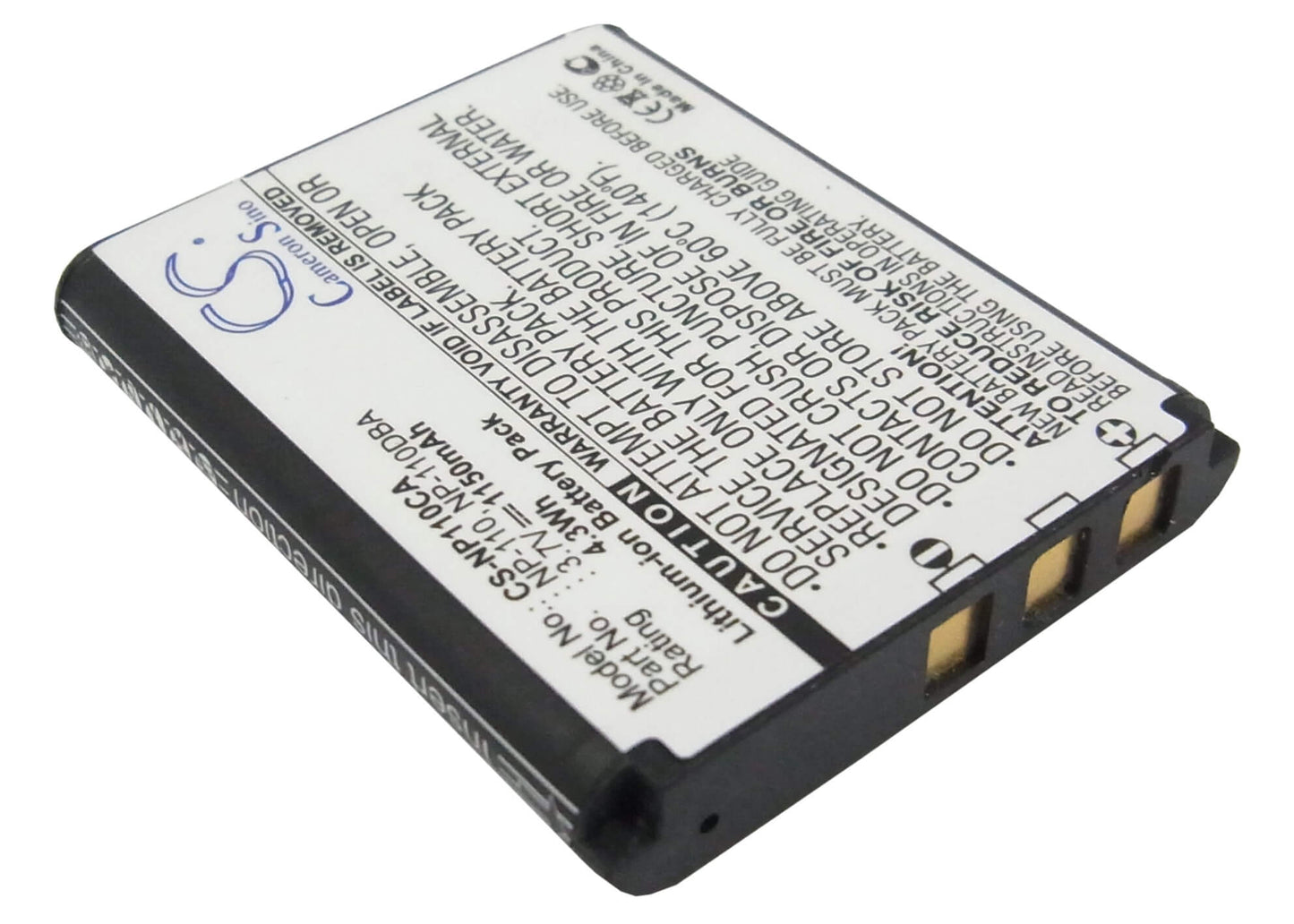 3.7V, 1150mAh, Li-ion Battery fits Casio, Exilim Ex-z200, Exilim Ex-z2000, 4.255Wh