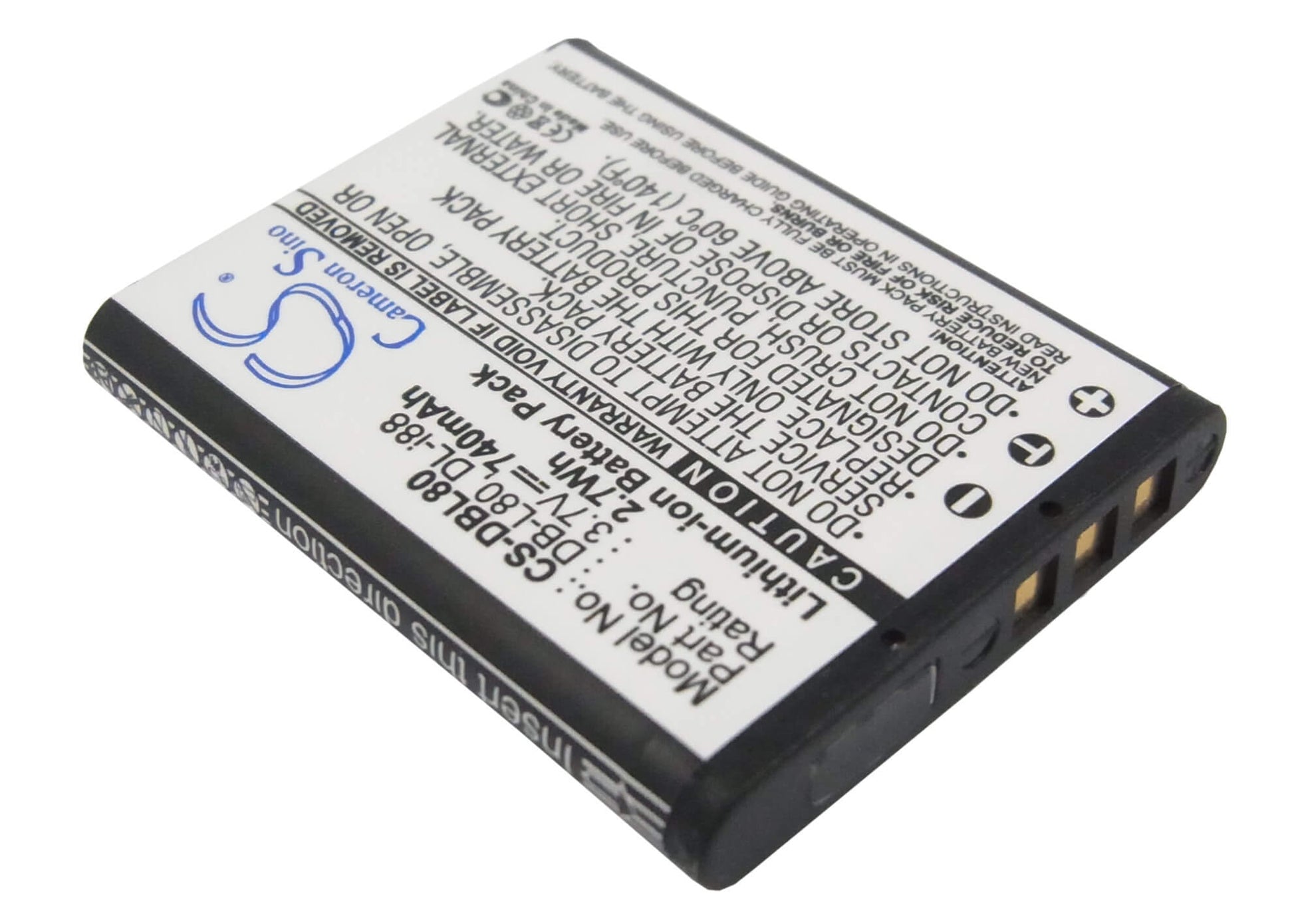 3.7V, 740mAh, Li-ion Battery fits Toshiba, Camileo Bw10, Camileo Bw10 Hd, 2.738Wh