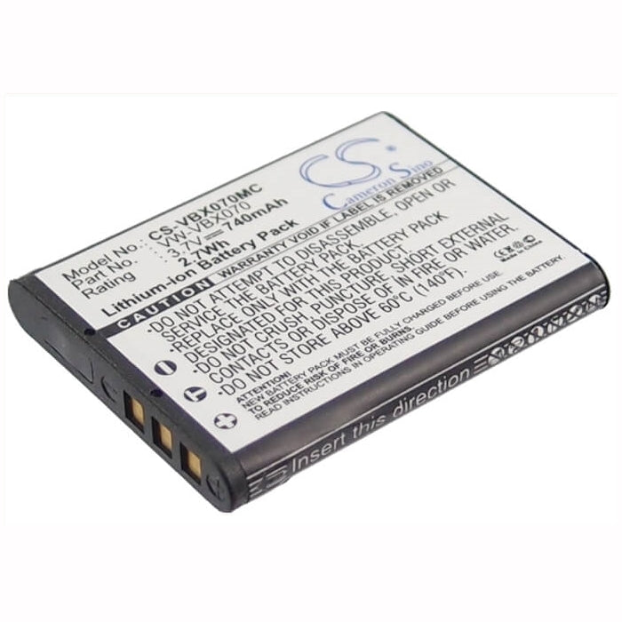 3.7V, 740mAh, Li-ion Battery fits Panasonic, Hm-ta2, Hx-dc1, 2.738Wh