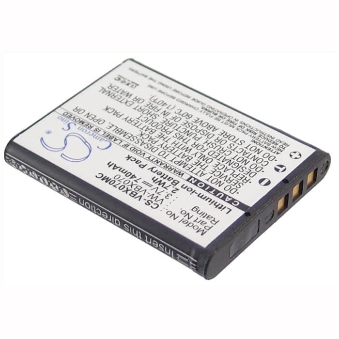 3.7V, 740mAh, Li-ion Battery fits Panasonic, Hm-ta2, Hx-dc1, 2.738Wh