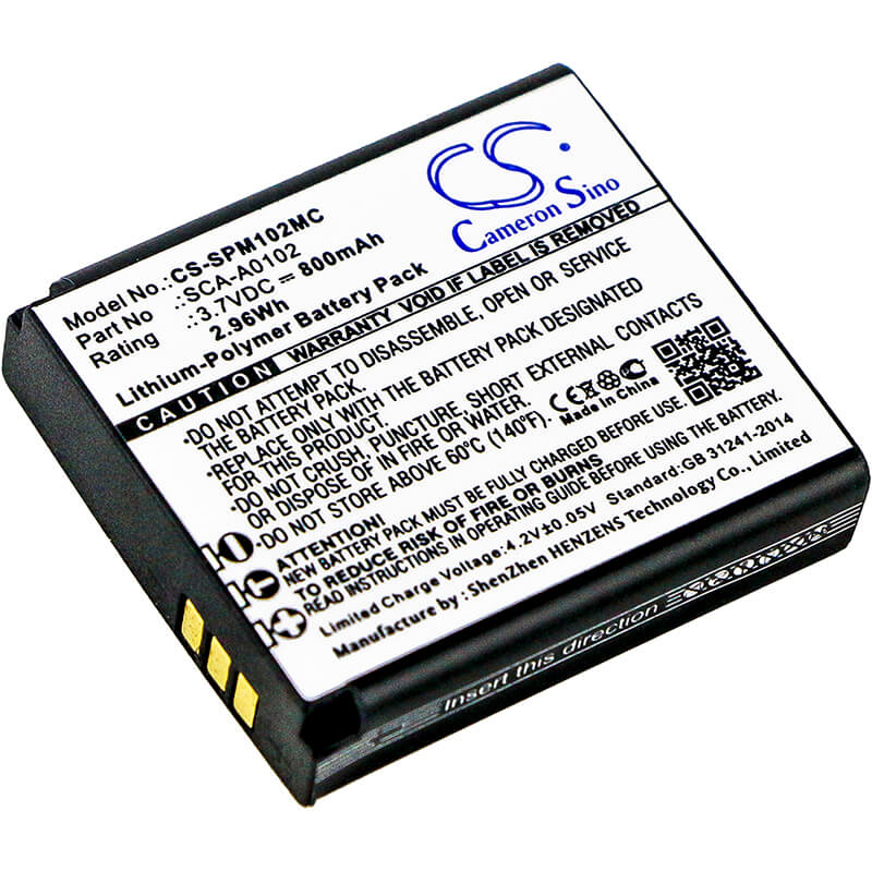 3.7V, 800mAh, Li-Polymer Battery fits Sena, Prism Bluetooth Action Camera, S7a-sp15, 2.96Wh