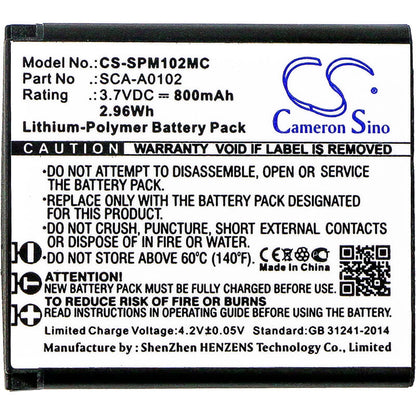 3.7V, 800mAh, Li-Polymer Battery fits Sena, Prism Bluetooth Action Camera, S7a-sp15, 2.96Wh