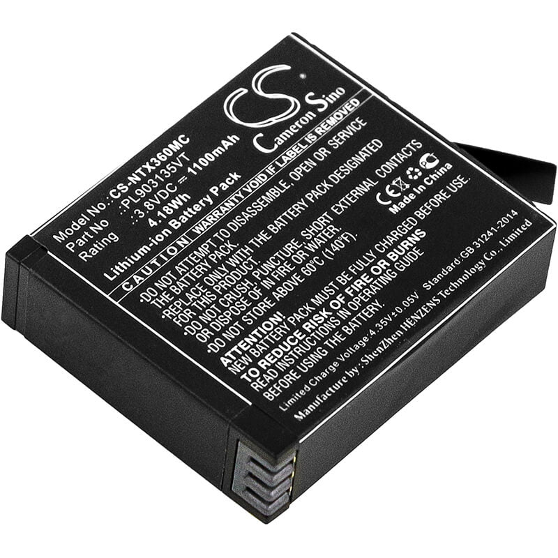 3.8V, 1100mAh, Li-ion Battery fits Insta360, One X, 4.18Wh