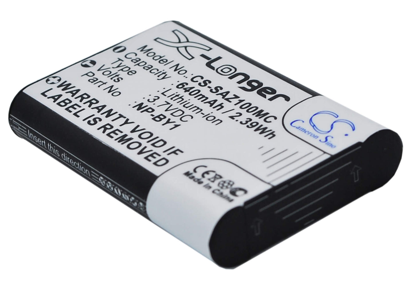 3.7V, 640mAh, Li-ion Battery fits Sony, Action Cam Mini Az1, Hdr-az1, 2.368Wh