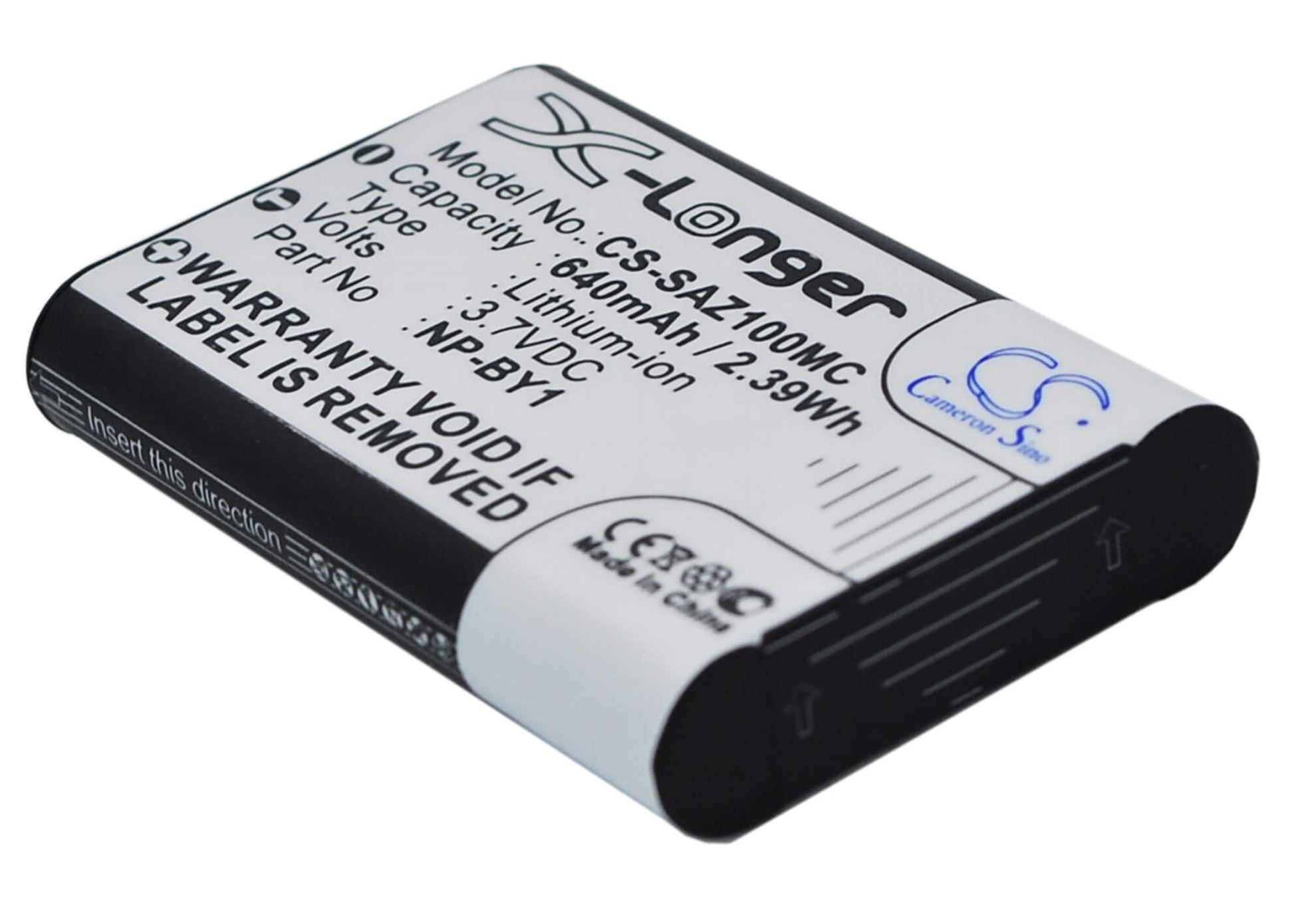 3.7V, 640mAh, Li-ion Battery fits Sony, Action Cam Mini Az1, Hdr-az1, 2.368Wh