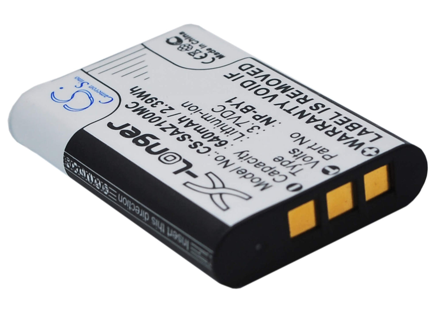 3.7V, 640mAh, Li-ion Battery fits Sony, Action Cam Mini Az1, Hdr-az1, 2.368Wh