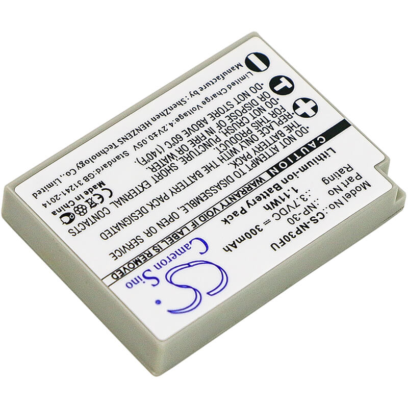 3.7V, 300mAh, Li-ion Battery fits Fujifilm, Finepix F440, Finepix F440 Zoom, 1.11Wh