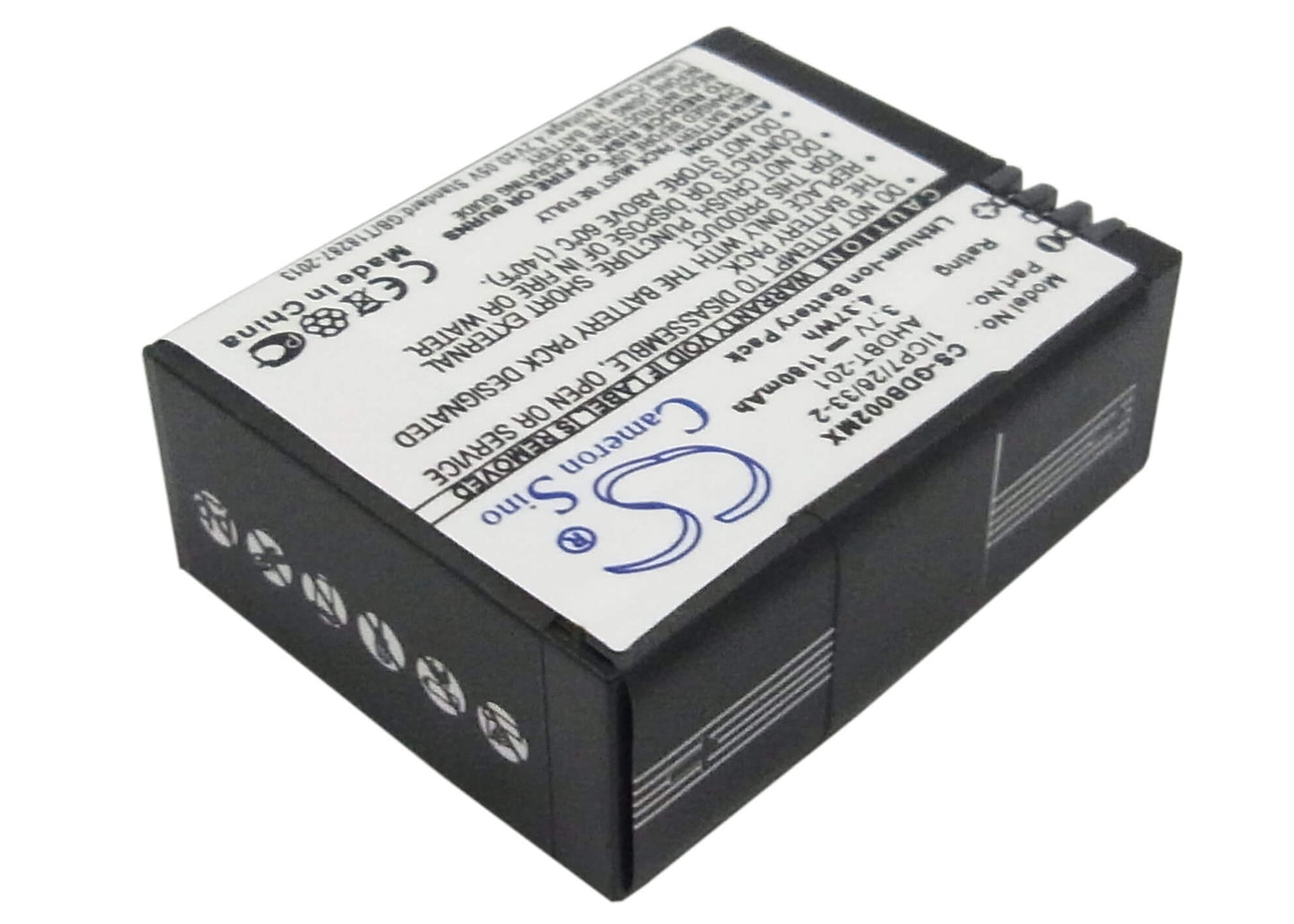 3.7V, 1180mAh, Li-ion Battery fits Gopro, Hd Hero3 Black Edition, Hd Hero3 White Edition, 4.366Wh