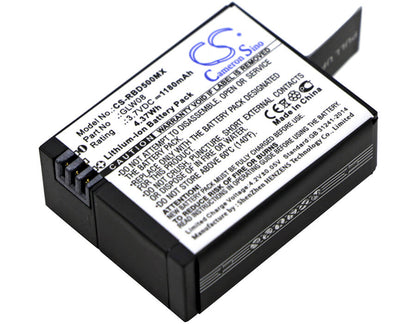3.7V, 1180mAh, Li-ion Battery fits Rollei, Actioncam 500, Actioncam 500 Sunrise, 4.366Wh