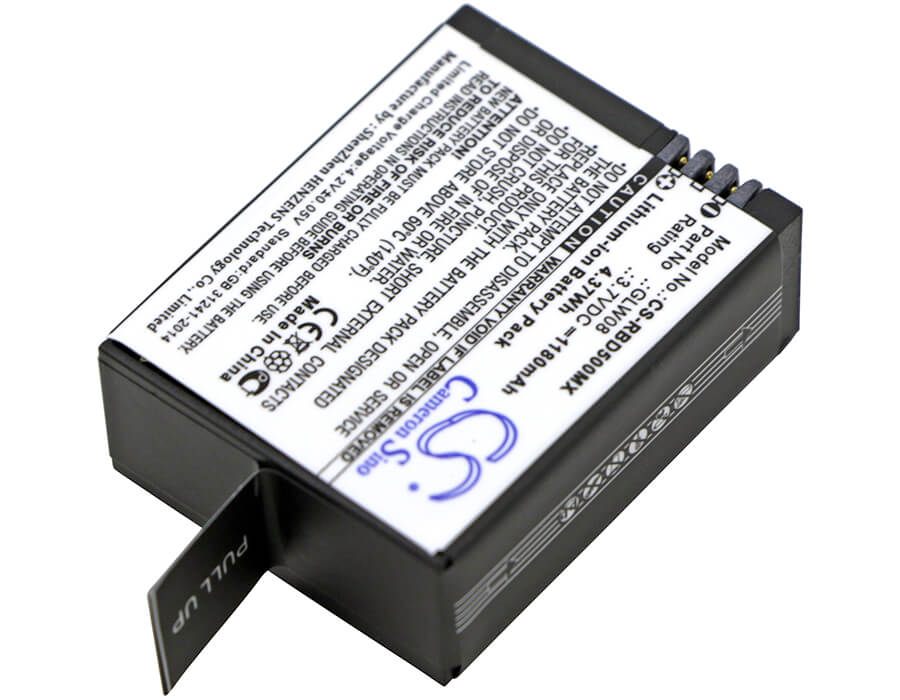 3.7V, 1180mAh, Li-ion Battery fits Rollei, Actioncam 500, Actioncam 500 Sunrise, 4.366Wh