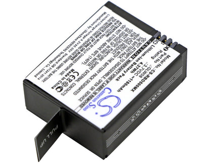 3.7V, 1180mAh, Li-ion Battery fits Rollei, Actioncam 500, Actioncam 500 Sunrise, 4.366Wh