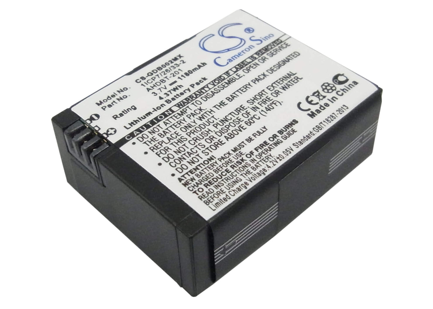 3.7V, 1180mAh, Li-ion Battery fits Rollei, Ac420, Action Cam 420, 4.366Wh