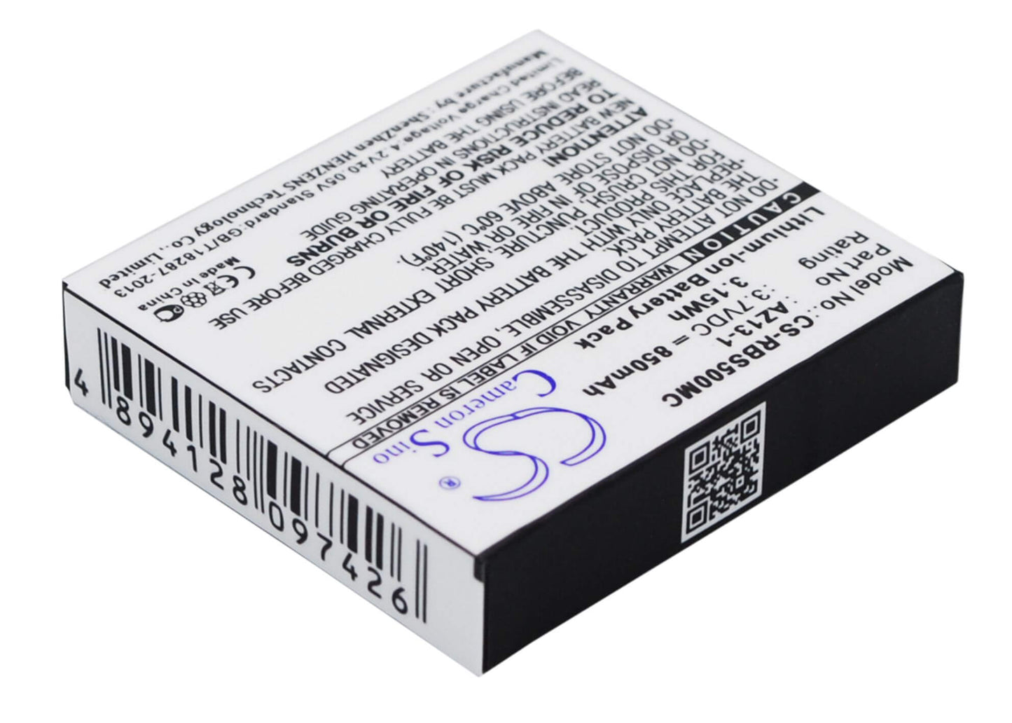3.7V, 850mAh, Li-ion Battery fits Xiaoyi, Az13-1, Az13h, 3.145Wh
