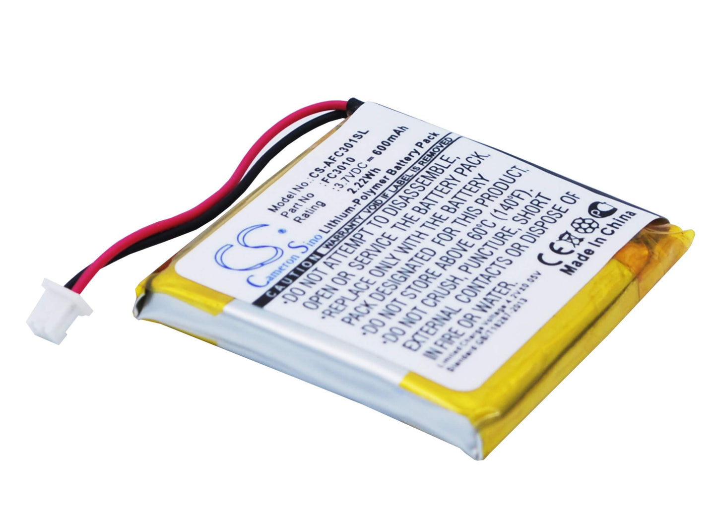 3.7V, 600mAh, Li-Polymer Battery fits Acme, Fc3010, Flycam3, 2.22Wh