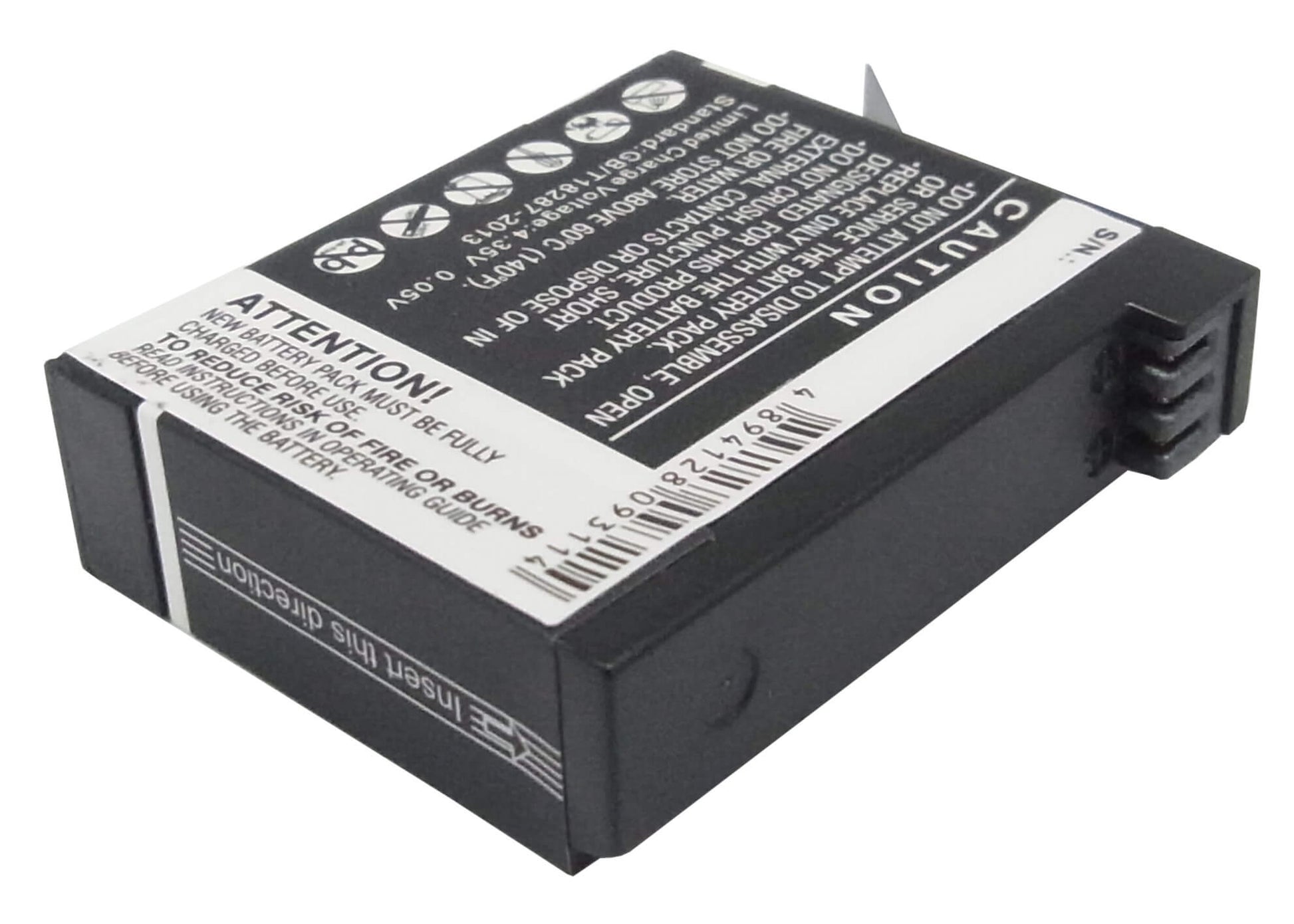 3.8V, 1160mAh, Li-ion Battery fits Gopro, Hero 4, Hero 4 Black, 4.408Wh