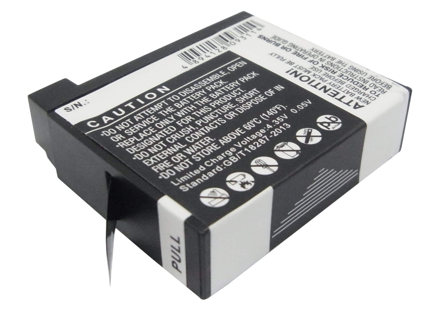 3.8V, 1160mAh, Li-ion Battery fits Gopro, Hero 4, Hero 4 Black, 4.408Wh