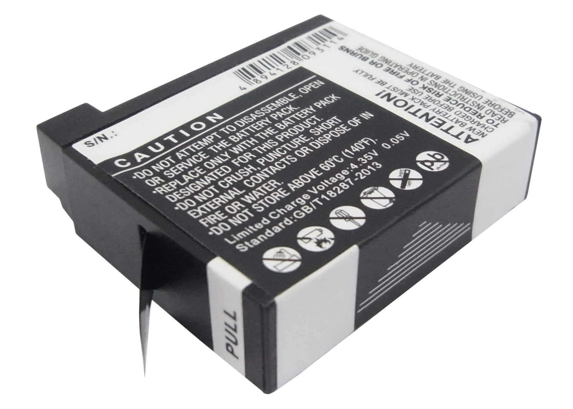 3.8V, 1160mAh, Li-ion Battery fits Gopro, Hero 4, Hero 4 Black, 4.408Wh