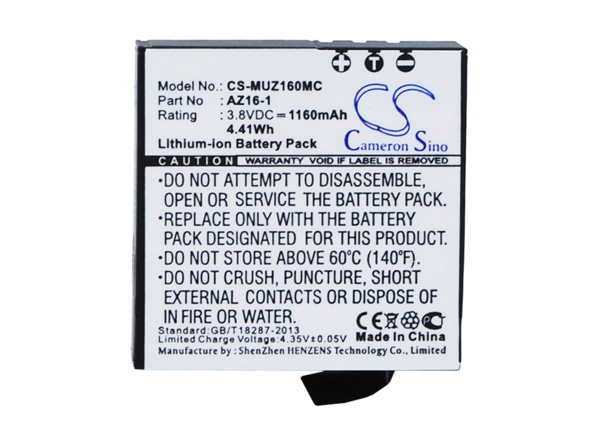 3.8V, 1160mAh, Li-ion Battery fits Xiaomi, Az16, 4.408Wh
