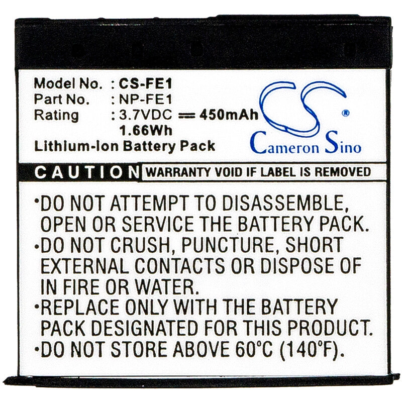 3.7V, 450mAh, Li-ion Battery fits Sony, Cyber-shot Dsc-t7, Cyber-shot Dsc-t7/b, 1.665Wh